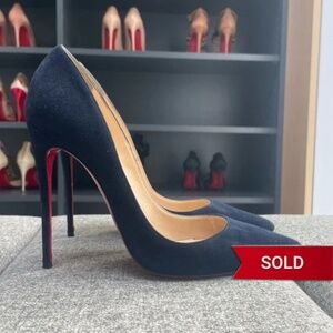 Christian Louboutin So Kate 120, Navy Suede, EU38.5 (fits a US7.5 or US8)